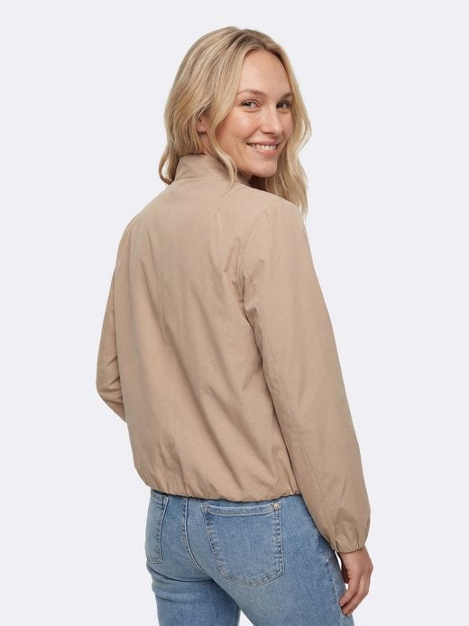 Valorec Damen Übergangsjacke Taupe – Casual Blouson mit College-Kragen