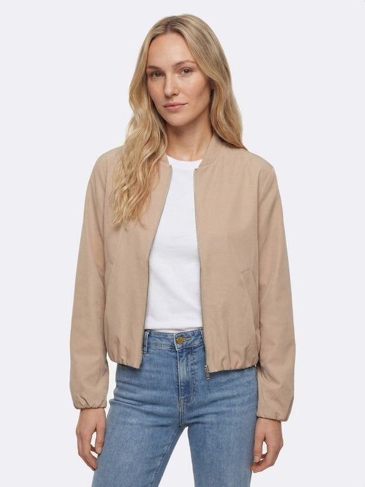 Valorec Damen Übergangsjacke Taupe – Casual Blouson mit College-Kragen